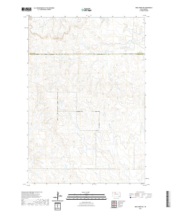 Irish Creek NE, SD — USGS 7.5-minute topo (2021)