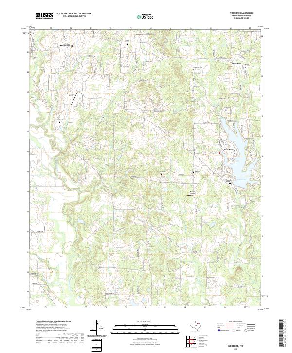Woodbine, TX — USGS 7.5-minute topo (2022)