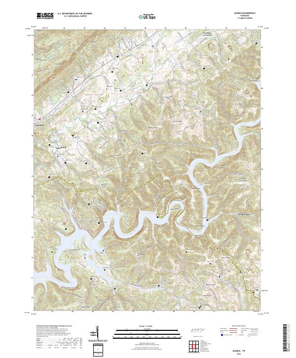Ausmus, TN — USGS 7.5-minute topo (2022)