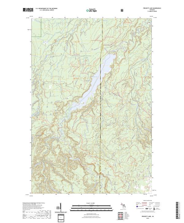 Prickett Lake, MI — USGS 7.5-minute topo (2023)