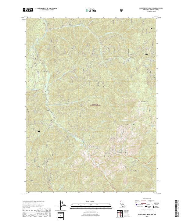 Huckleberry Mountain, CA — USGS 7.5-minute topo (2022)