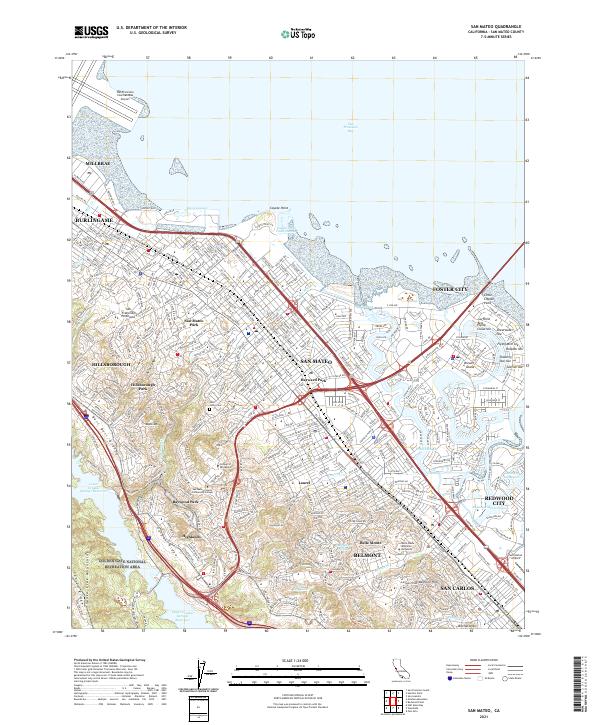 San Mateo, CA — USGS 7.5-minute topo (2021)