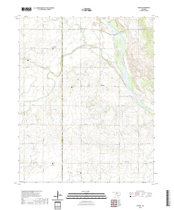 Parvin, OK — USGS 7.5-minute topo (2022)