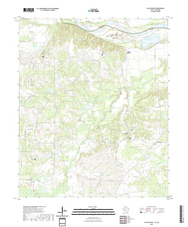 Slate Shoals, TX-OK — USGS 7.5-minute topo (2022)