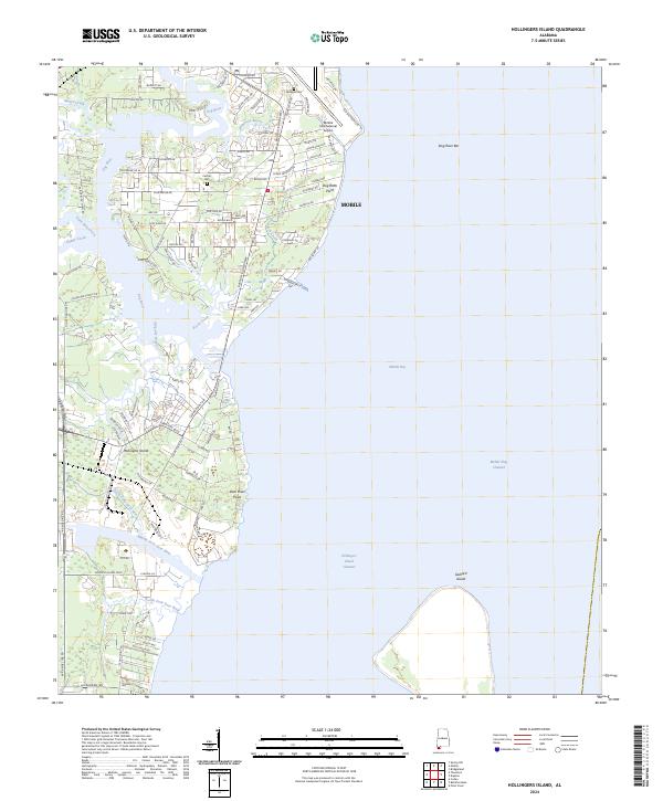 Hollingers Island, AL — USGS 7.5-minute topo (2024)