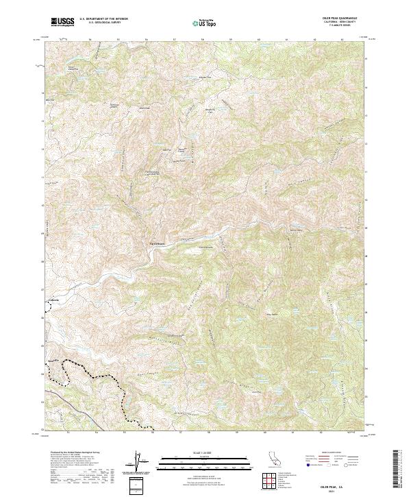 Oiler Peak, CA — USGS 7.5-minute topo (2021)