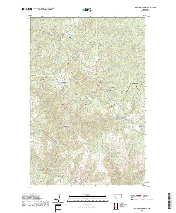 Elevation Mountain, MT — USGS 7.5-minute topo (2024)