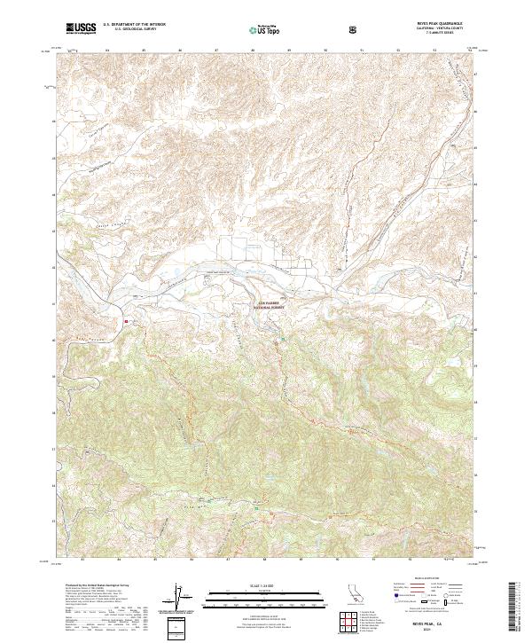 Reyes Peak, CA — USGS 7.5-minute topo (2021)