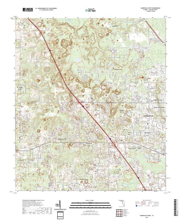 Gainesville West, FL — USGS 7.5-minute topo (2024)