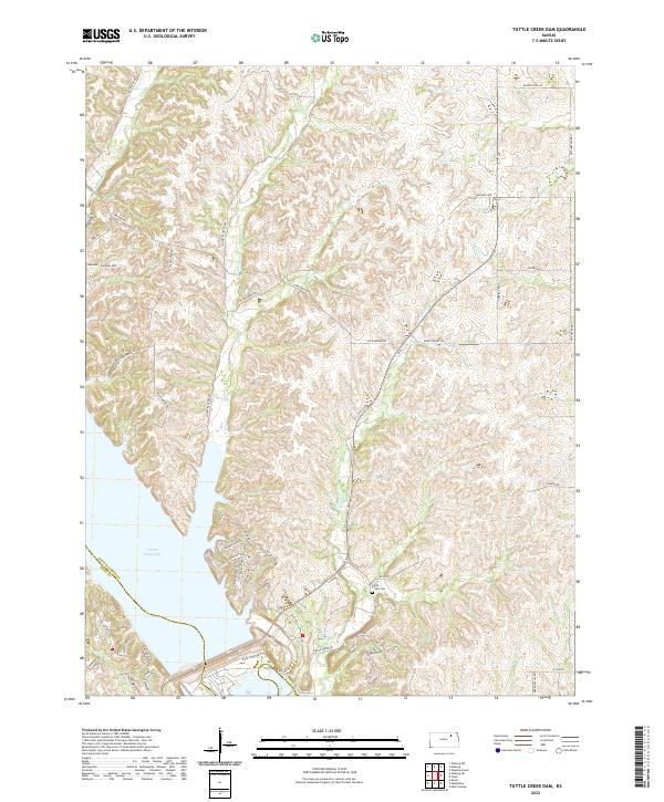 Tuttle Creek Dam, KS — USGS 7.5-minute topo (2022)