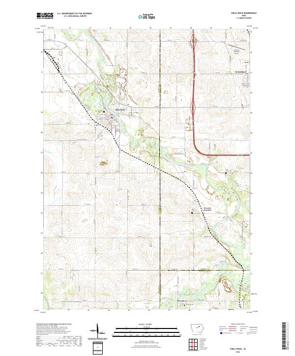 Shell Rock, IA — USGS 7.5-minute topo (2022)