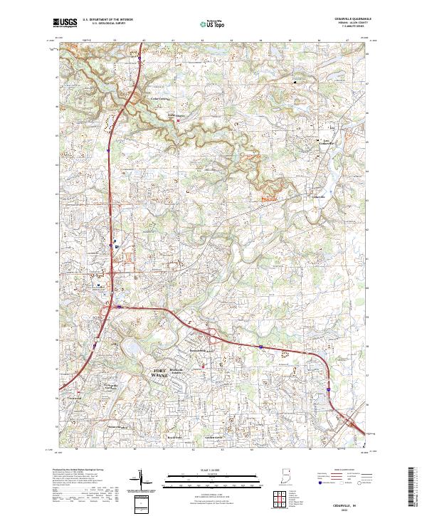Cedarville, IN — USGS 7.5-minute topo (2022)