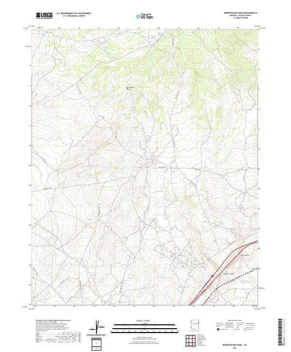 Burntwater Wash, AZ — USGS 7.5-minute topo (2021)