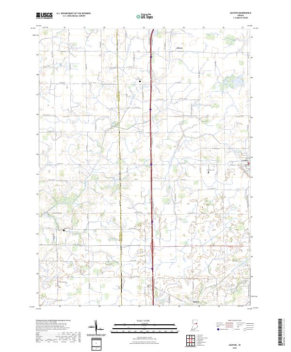 Gaston, IN — USGS 7.5-minute topo (2022)
