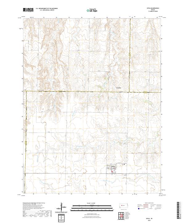 Utica, KS — USGS 7.5-minute topo (2022)