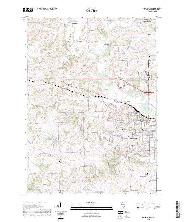 Freeport West, IL — USGS 7.5-minute topo (2024)