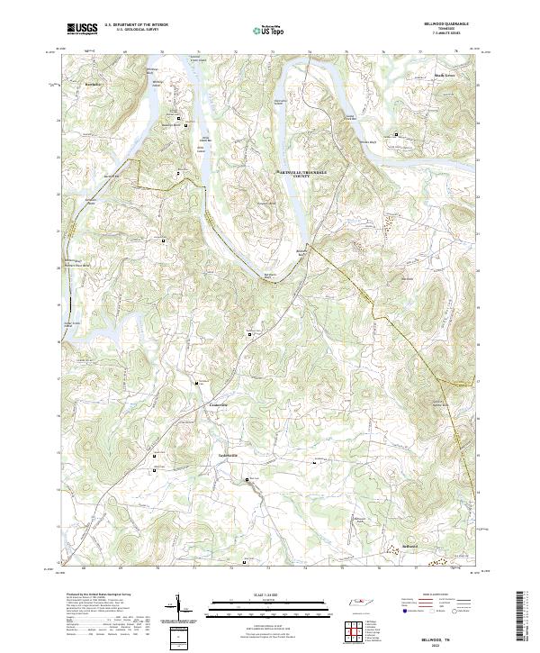 Bellwood, TN — USGS 7.5-minute topo (2022)