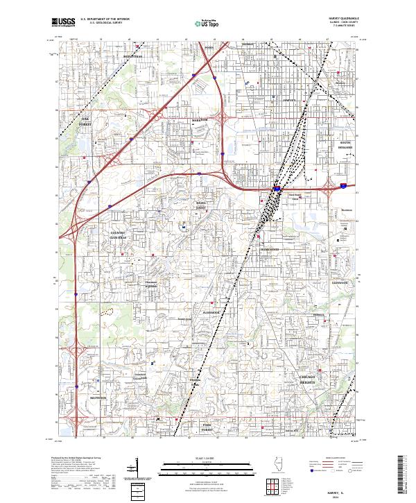 Harvey, IL — USGS 7.5-minute topo (2024)