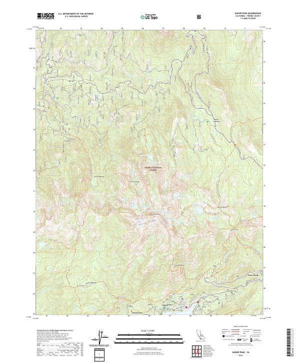 Kaiser Peak, CA — USGS 7.5-minute topo (2021)