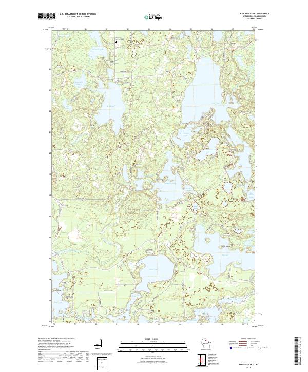 Papoose Lake, WI — USGS 7.5-minute topo (2022)