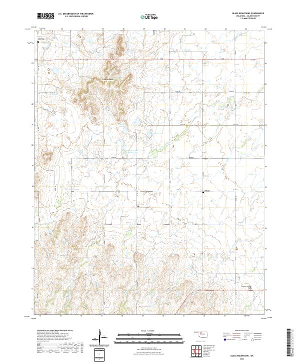 Glass Mountains, OK — USGS 7.5-minute topo (2022)