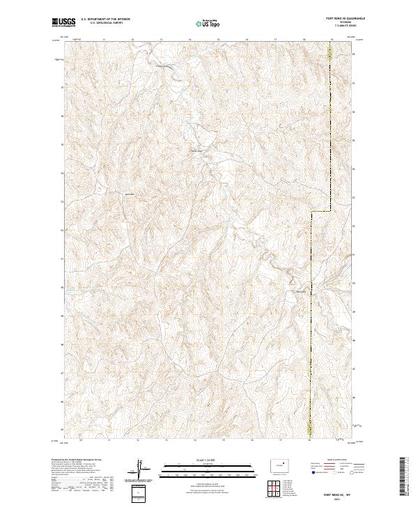 Fort Reno SE, WY — USGS 7.5-minute topo (2021)