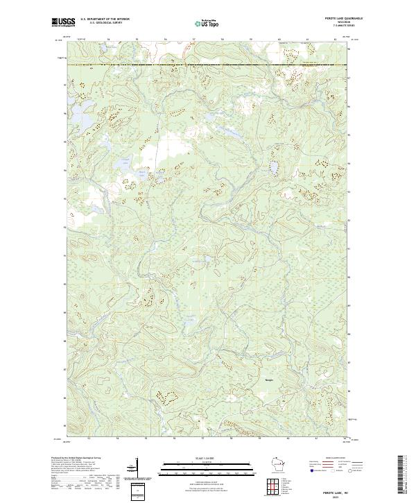 Perote Lake, WI — USGS 7.5-minute topo (2023)