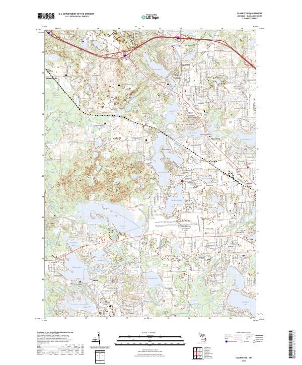 Clarkston, MI — USGS 7.5-minute topo (2023)