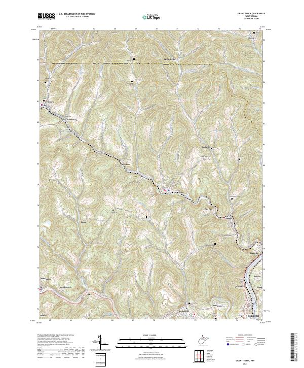 Grant Town, WV — USGS 7.5-minute topo (2023)