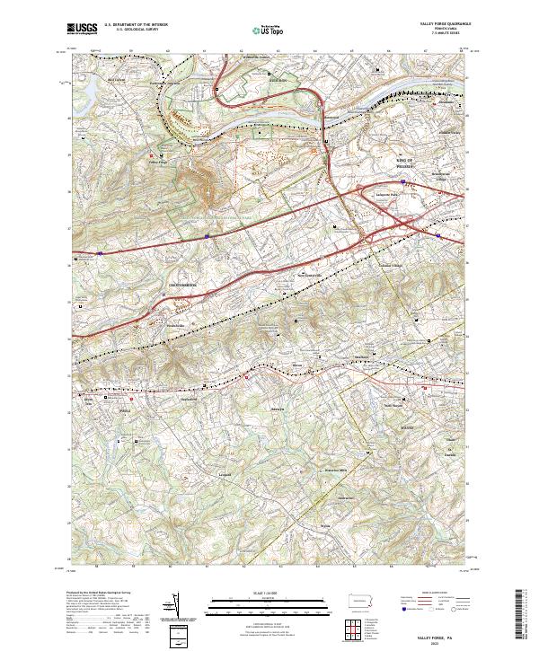 Valley Forge, PA — USGS 7.5-minute topo (2023)