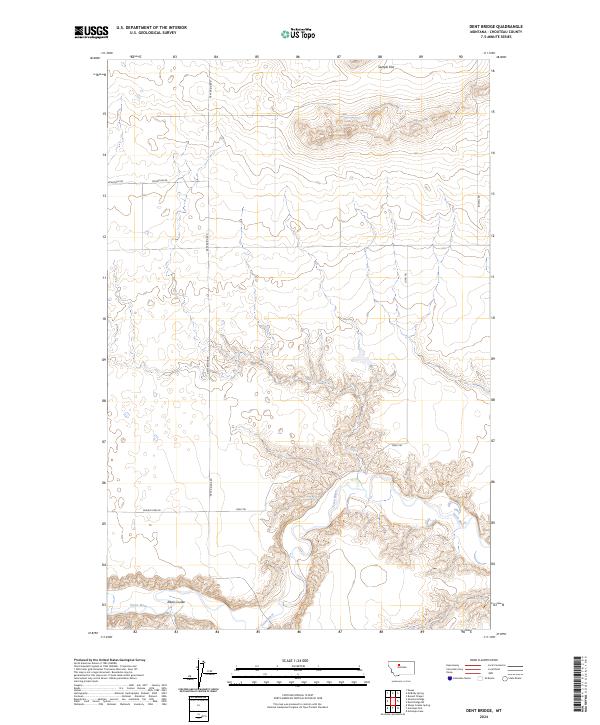 Dent Bridge, MT — USGS 7.5-minute topo (2024)