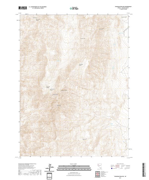 Tohakum Peak NW, NV — USGS 7.5-minute topo (2021)