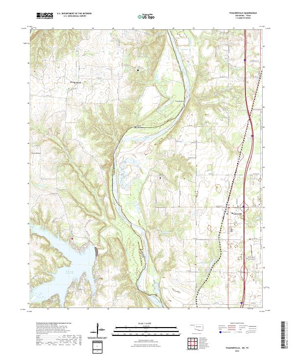 Thackerville, OK-TX — USGS 7.5-minute topo (2022)