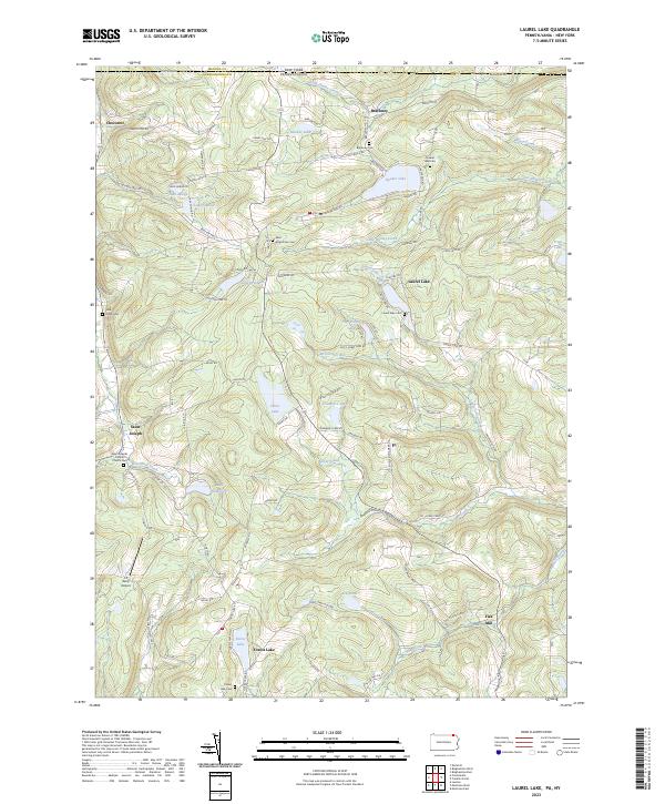 Laurel Lake, PA-NY — USGS 7.5-minute topo (2023)
