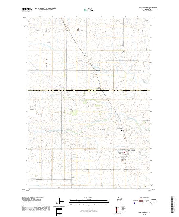West Concord, MN — USGS 7.5-minute topo (2022)