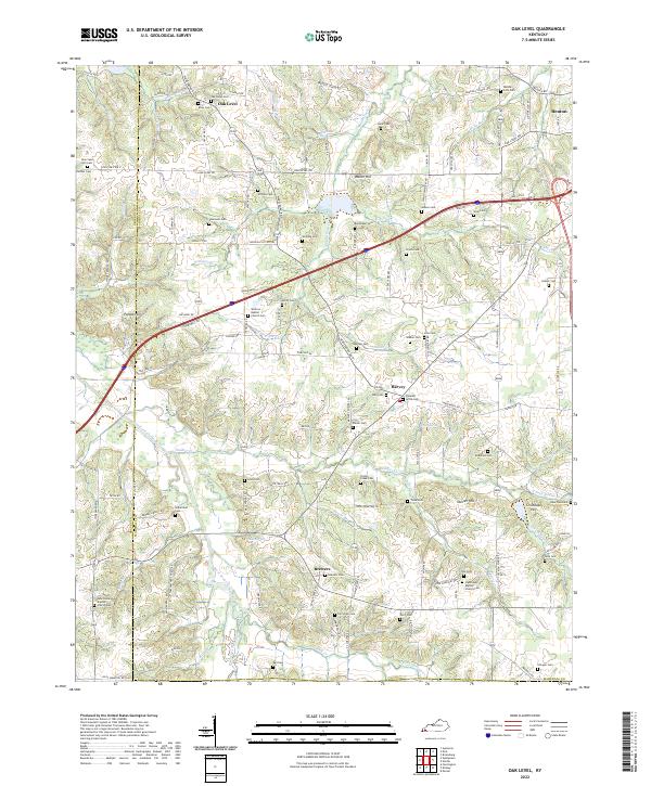 Oak Level, KY — USGS 7.5-minute topo (2022)