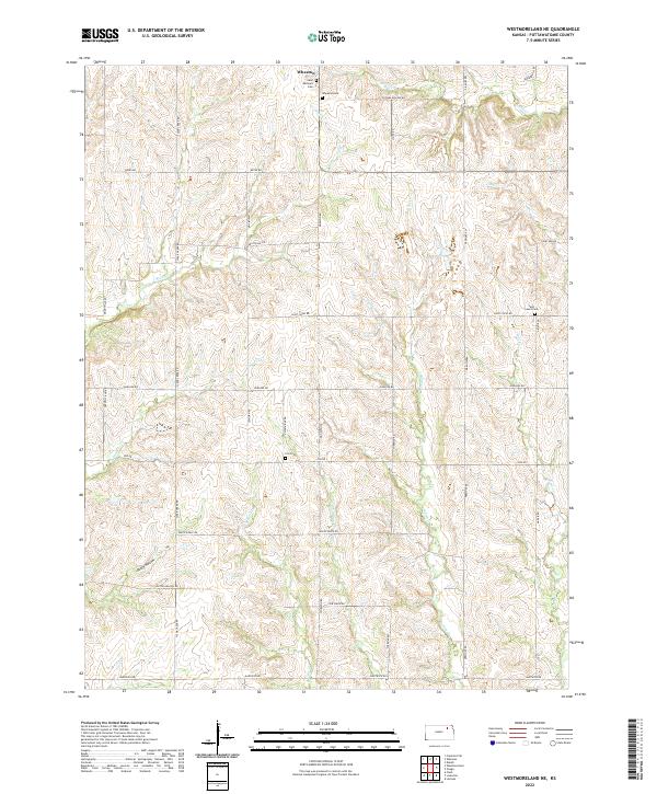 Westmoreland NE, KS — USGS 7.5-minute topo (2022)