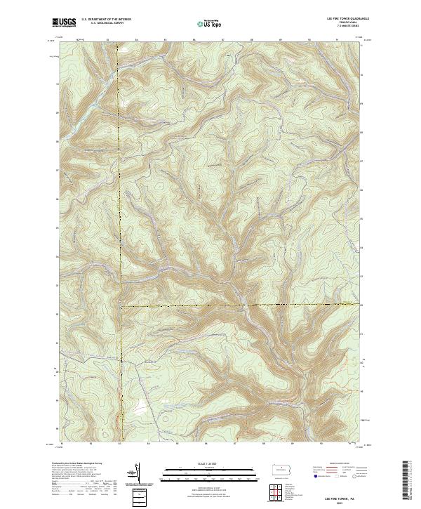 Lee Fire Tower, PA — USGS 7.5-minute topo (2023)