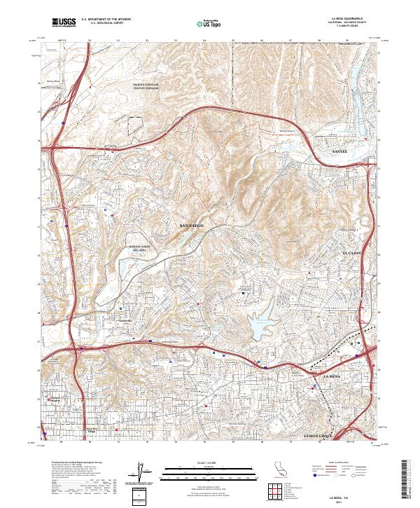 La Mesa, CA — USGS 7.5-minute topo (2021)