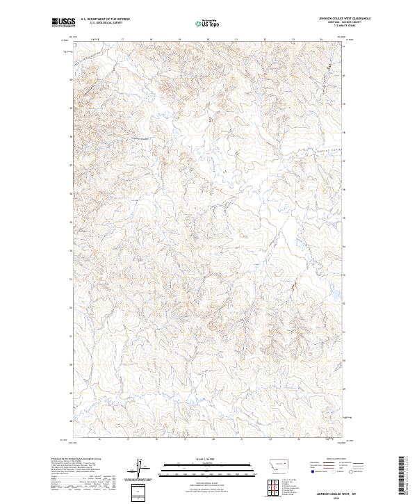 Johnson Coulee West, MT — USGS 7.5-minute topo (2024)
