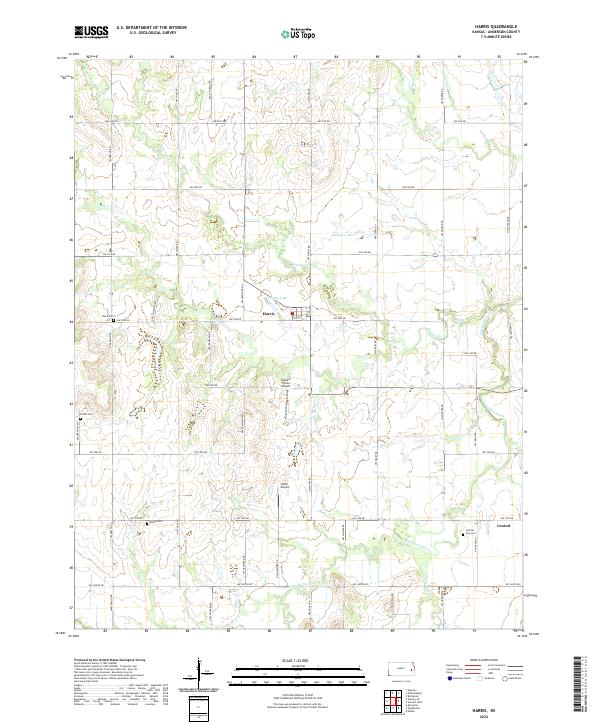 Harris, KS — USGS 7.5-minute topo (2022)