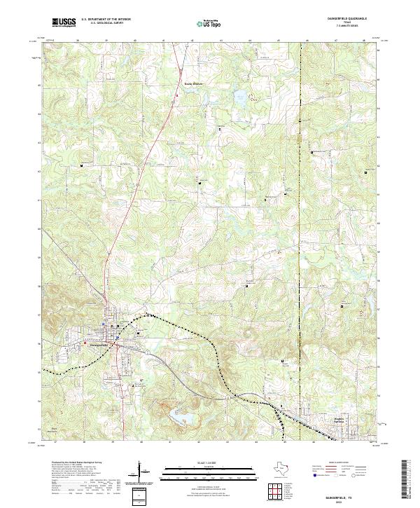 Daingerfield, TX — USGS 7.5-minute topo (2022)