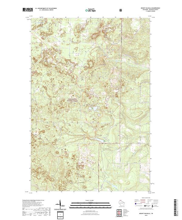 Mount Valhalla, WI — USGS 7.5-minute topo (2022)