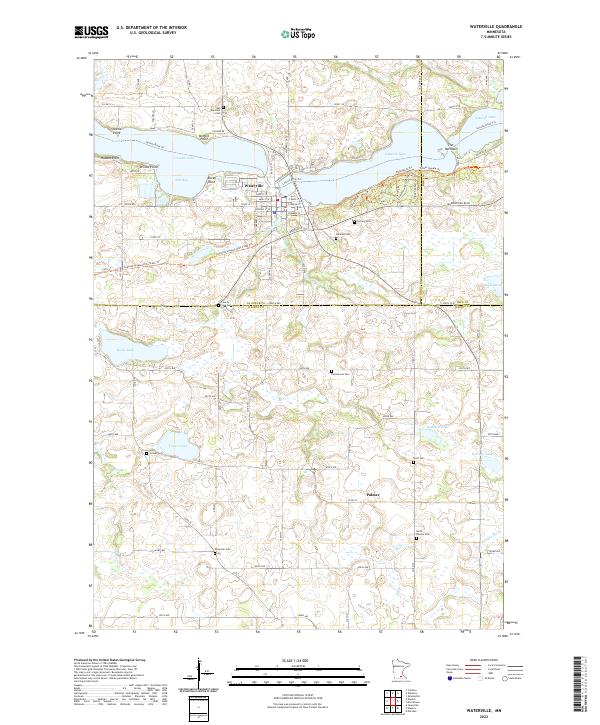 Waterville, MN — USGS 7.5-minute topo (2022)