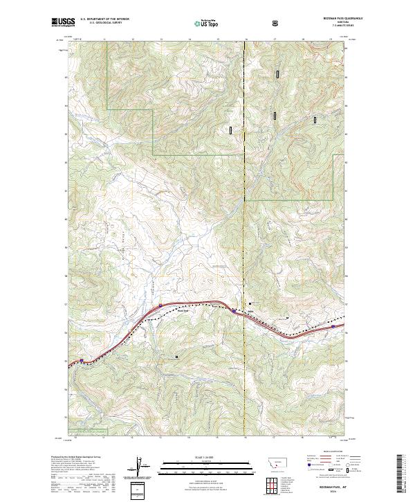 Bozeman Pass, MT — USGS 7.5-minute topo (2024)