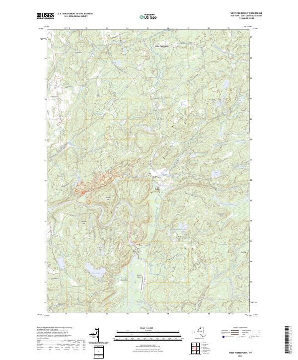 West Pierrepont, NY — USGS 7.5-minute topo (2023)