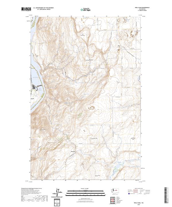 Wells Dam, WA — USGS 7.5-minute topo (2023)