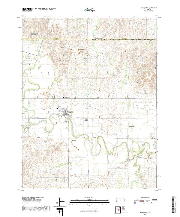 Marquette, KS — USGS 7.5-minute topo (2022)