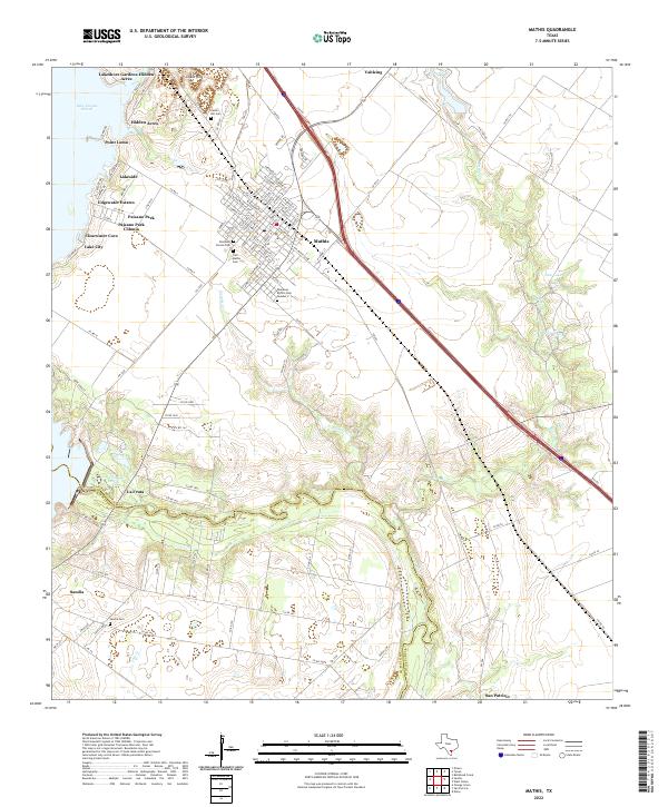 Mathis, TX — USGS 7.5-minute topo (2022)
