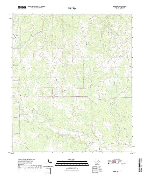 Harper East, TX — USGS 7.5-minute topo (2022)